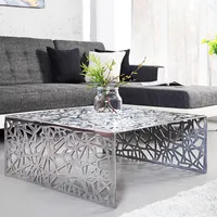 Stylischer Couchtisch ABSTRACT 60 cm Alu silber im Triangle Design Tisch Aluminium Wohnzimmertisch