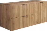Rodan | Badezimmerschränke 120cm | Braun Matt - Holz | B/H/T 120/57/46 cm | Geriffelte Türen - Braune Platte - Badmöbel - Badschrank