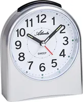 Atlanta 1969/19 Wecker Quarz silbern analog leise ohne Ticken mit Licht Snooze