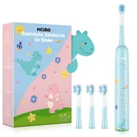 MCURO Elektrische Zahnbürste Kinder ab 6, Kinderzahnbürste mit Smart Timer, 3 Weiche Ersatzbürstenköpfe, 3 Putzmodi, IPX7 Wasserdicht, Blau
