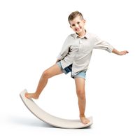 MAMOI® Dřevěná balanční deska , balanční deska vnitřní 80 x 30 cm, balanční deska s šedou plstí, houpací deska pro děti, trenažér rovnováhy a balancov