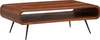 Couchtisch 90x55x30 cm Sheesham Massivholz / Metall Sofatisch Eckig, Wohnzimmertisch mit Stauraum, Kaffeetisch Massiv, Kleiner Tisch Beistelltisch Wohnzimmer Modern Rechteckig