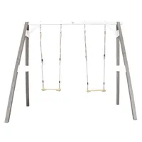 AXI Doppelschaukel in Grau / Weiß aus  Holz | Schaukel mit Gestell für 2 Kinder| Schaukelgestell für den Garten