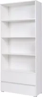 Breites Bücherregal, Bücherregal mit Schubladen, hohes Bücherregal, Regale, Schubladen, Wohnzimmer, Schlafzimmer, Kinderzimmer, Jugendzimmer - MOON M3 (Weiß)