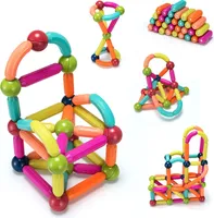 GOPLUS 88 Stück Magnetische Bausteine, Pädagogisches Spielzeug mit Aufbewahrungsbox, Magnetische Bausteine Set aus ABS, Eingebettetes Magnetstäbchen