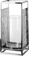 Fink Windlicht mit Glas Nicosa silberfarben Edelstahl , Glas Höhe 40 cm