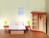 Goki 51715 - Puppenmöbel Schlafzimmer, Holz 4013594517157