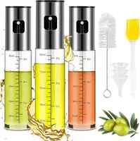 Ölsprüher zum Kochen, 3 Stück 100ML Öl sprühflasche glas, Oil Sprayer, Öl- und Essigspender Flasche,Professioneller Ölsprüher für Salat Grillen Braten