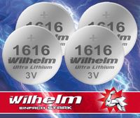 4 x Wilhelm CR1616 Bulk Lithium Knopfzelle 3V 55mAh