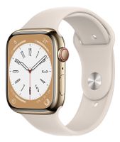 Apple Watch Series 8 Edelstahl Cellular 45mm Gold (Sportarmband polarstern) *NEW*