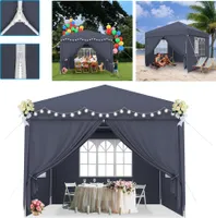 LZQ 3x3m Garten Partyzelt Pavillon Gartenzelt Festzelt UV-Schutz Gartenpavillon Bierzelt mit 4 Abnehmbaren Seitenwänden für Garten Party Hochzeit, Anthrazit