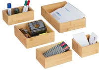 relaxdays 5er Set Ordnungsboxen Bambus