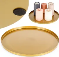 Vilde Dekoteller Dekoplatte Kerzenständer Kerzenplatte Kerzenuntersetzer aus Metall goldfarben 30 cm