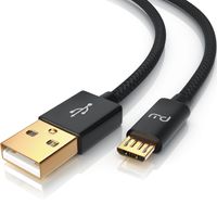 Primewire Premium Micro USB 2,4A Schnellladekabel - Nylonkabel Metallstecker - High Speed Ladekabel / Datenkabel - 3m