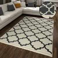 TT Home Wohnzimmer Teppich Esszimmer Waschbar Skandinavisches Design Fransen Wendeteppich Größe 120x160 cm