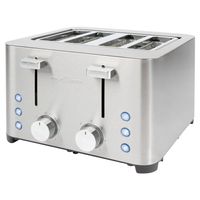 ProfiCook Toaster, Toaster 4 Scheiben, mit 2 getrennten Bedienelementen, Auftau-, Aufwärm-/ Schnellstoppfunktion, Toaster mit Brötchenaufsatz, Toaster Edelstahl, PC-TA 1252