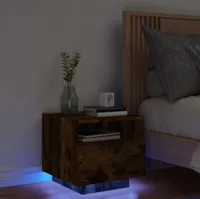 Design Möbel Nachttisch mit LED-Leuchten Räuchereiche 40x39x37 cm - 2024 Neu