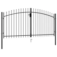 vidaXL Zauntor Doppelflügel mit Speerspitzen Stahl 3 x 1,5 m Schwarz