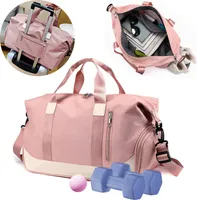 Sporttasche Reisetasche mit Schuhfach & Nassfach Trainingstasche Freizeittasche, Schultergurt, für Yoga, Schwimmen, Tourismus, Fitness rosa