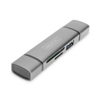DIGITUS Dual Card Reader Hub USB-C / USB 3.0 OTG grau
