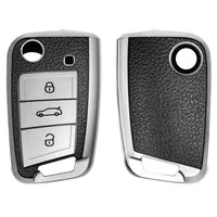 kwmobile Autoschlüssel Hülle kompatibel mit VW Golf 8 3-Tasten  Autoschlüssel - Schlüsselhülle Silikon Cover - Schwarz Silber: :  Auto & Motorrad