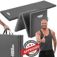 Miweba Sports Gymnastikmatte GM100 - Faltbar - Rutschfest - Turnmatte für zuhause - Tragegriffe - PVC (Grau)