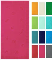 Strandtuch XXL aus Baumwolle, 100x200 cm, pink mit Meerestiermotiven