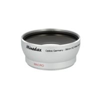 0.5x Minadax Weitwinkel Vorsatz mit Makrolinse kompatibel mit Panasonic Lumix DMC-FZ50, DMC-FZ30, Leica V-LUX 1 - in silber