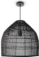 Hängelampe Korblampe Rattan Pendelleuchte Wohnzimmer Boho Deckenlampe Natur Leuchten Farbe / Größe  Schwarz (Ø44 cm)