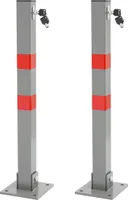 ECD Germany 2x Parkplatzsperre klappbar, eckig, 70cm, Parkpfosten aus Stahl mit roten Warnstreifen, Schloss und 3 Schlüssel