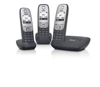 Gigaset A415A TRIO Strahlungsarmes Schnurlostelefon mit Anrufbeantworter, Farbdisplay, Rufnummernanzeige, 2 zus?tzliche Mobilteile, 18h Sprechzeit, 8 Tage Standby, Freisprechfunktion, DECT