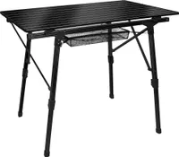 TRMLBE Stół kempingowy składany 90x52x45 cm Stół kempingowy z regulacją wysokości Stół do tapet 3 sekcje Aluminiowy składany stół z antypoślizgowymi nóżkami Składany stół z torbą podróżną,