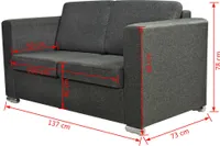vidaXL Sofa 2-Sitzer Stoff Dunkelgrau