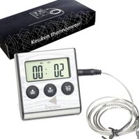 Perow - Bratenthermometer und Wecker – Edelstahl – Zuckerthermometer – Lebensmittelthermometer