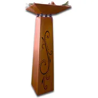 Rostikal Blumensäule Rost Deko Garten Säule mit Schale eckig 40 x 40 cm Edelrost Gartendeko Vintage Dekosäule Outdoor