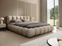 QUARTO Exklusives Polsterbett FLOW 180x200 cm – Designerbett mit Bettkasten & Lattenrost – Beige (Aphrodite 03)