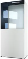 Vladon Stand-/Hänge Vitrine Movie, Weiß matt/Schwarz Hochglanz - Moderne Glasvitrine - (BxHxT): 50,5 x 111 x 32,5 cm