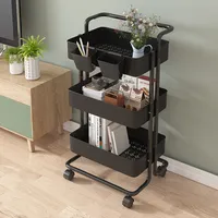 360Home Küchenregal mobiler Wagen Schwarz 3 Ebenen