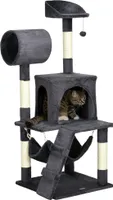 PawHut Kratzbaum, 125 cm, Katzenbaum mit Hängematte, Katzenhaus, Katzenkratzbaum, Kletterbaum mit Spielball & Leiter & Tunnel, Plüsch, Dunkelgrau