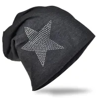 Beanie Muetze Strass Stern Anthrazit