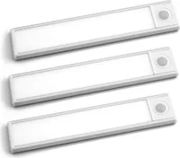 PRECORN 3er Set 20 cm Sensor Licht silber 34 LED´s Schrankbeleuchtung Lichtleiste USB-C Bewegungsmelder Küchenleuchte Kleiderschrank Nachtlicht Treppe
