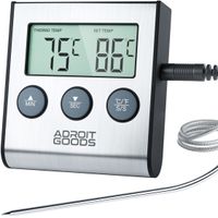 AdroitGoods BBQ Küchenthermometer - Digital - Fleischthermometer - Mit Timer - Magnetisch - Edelstahl