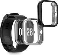kwmobile 2x Schutzhülle kompatibel mit Xiaomi Redmi Watch 4 Hülle - Fullbody Cover Set aus Silikon - Schwarz Silber