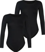 Teyli 2-pack: Viskózové body s dlouhými rukávy Longy Female 2404-2 černá XL