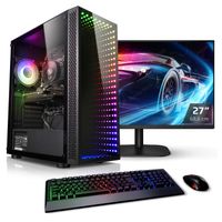 kiebel.de PC Set Gaming mit 27 Zoll TFT Speed IV AMD Ryzen 5 5500, 32GB DDR4, NVIDIA RTX 3050 8 GB, 1TB SSD, WLAN, Windows 11, Komplettsystem Gaming
