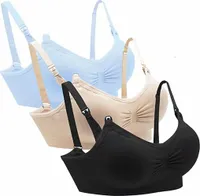Balení 3 ks dámské těhotenské kojící podprsenky Sleep Bustier kojící podprsenka na kojení Bezešvá bez kostic s odnímatelnou podložkou (L)