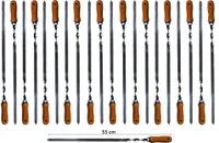 walexo Grillspieße Schaschlikspieße Schampura Edelstahl 550x10x2mm mit Holzgriff (21 x Schaschlikspieße)