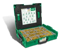 SPAX Montagekoffer L-BOXX, 1 Stück, Schraubenset mit 17 Abmessungen, Senkkopf, Kreuzschlitz Z, 4CUT, YELLOX - 5000009164019