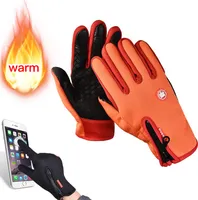 Winter-Touchscreen-Handschuhe, warm, winddicht, wasserdicht, geeignet für Wandern, Radfahren, etc., für Männer und Frauen orange S