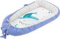 Joyz Babynest Wal Dunkelblau, 90x50 cm, Baumwolle, zweiseitig, antiallergisch, tragbar, Multifunktionale Babynestchen, Kokon für Babys & Säuglinge